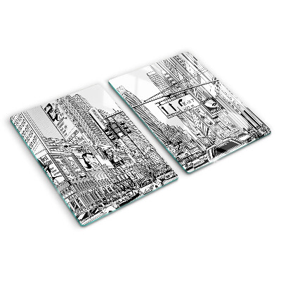 Schneidebrett mit New-York-Motiv im Comic‑Stil