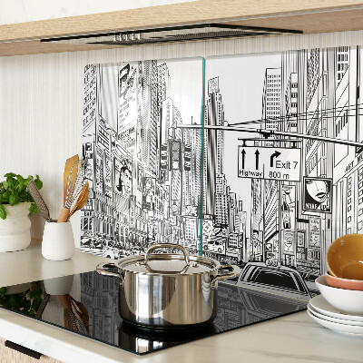 Schneidebrett mit New-York-Motiv im Comic‑Stil