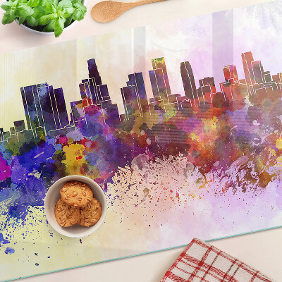 Schneidebrett glas Aquarell-Stadtsilhouette-Landschaft