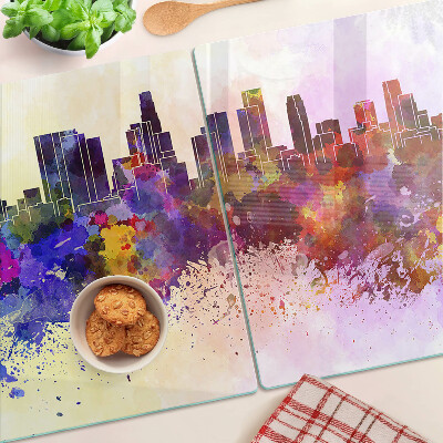 Schneidebrett glas Aquarell-Stadtsilhouette-Landschaft