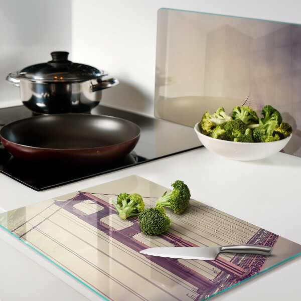 Glas-Schneidebrett mit Vintage-Motiv der Golden Gate Bridge