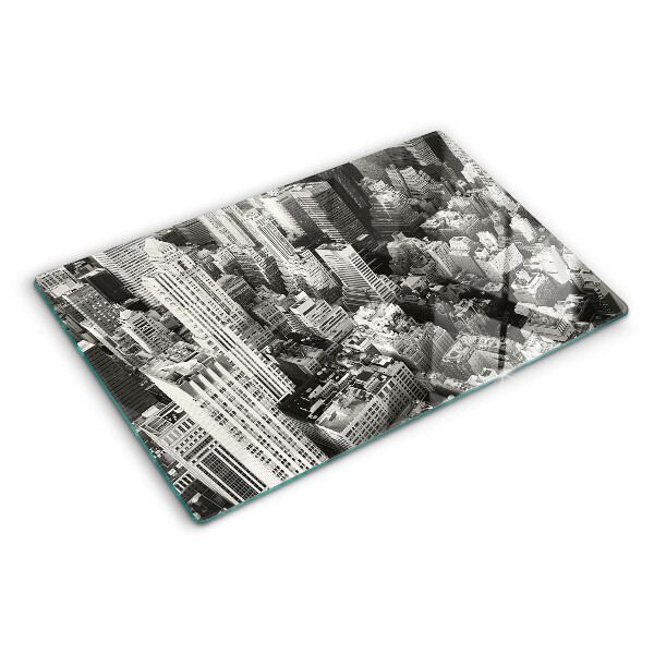 Schneidebrett mit einem Vogelperspektiven-Motiv der Stadt