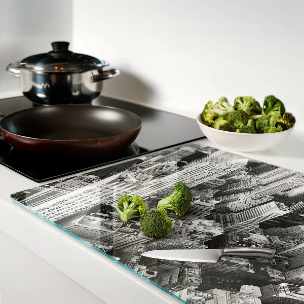 Schneidebrett mit einem Vogelperspektiven-Motiv der Stadt