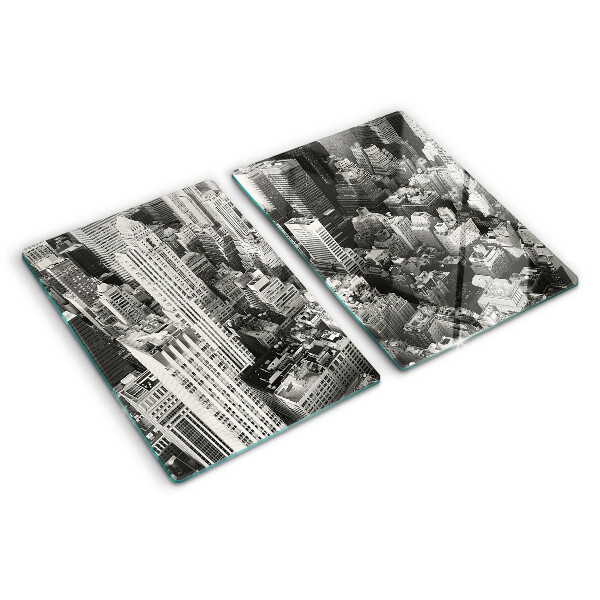 Schneidebrett mit einem Vogelperspektiven-Motiv der Stadt