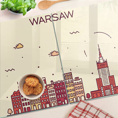 Schneidebrett glas Warschauer Mietshäuser und der Kulturpalast