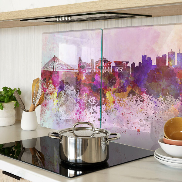 Schneidebrett Eine Stadt im Aquarellstil