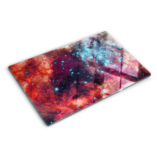 Schneidebrett mit Motiv einer kosmischen Landschaft und Sternen