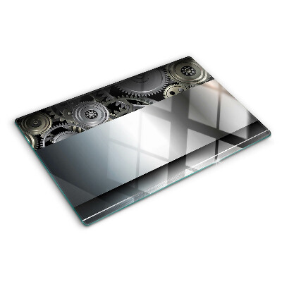 Schneidebrett Mechanische Zahnräder und metallische Oberflächen