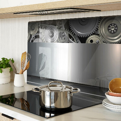 Schneidebrett mit Motiv aus mechanischen Zahnrädern und metallischer Oberfläche