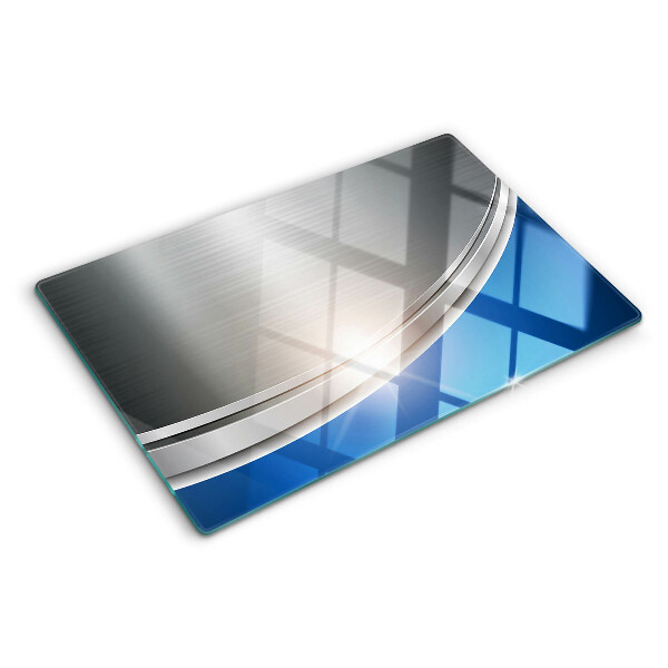 Schneidebrett Glas mit Metalleffekt und blauen Akzenten