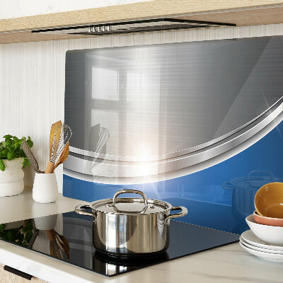 Schneidebrett Glas mit Metalleffekt und blauen Akzenten