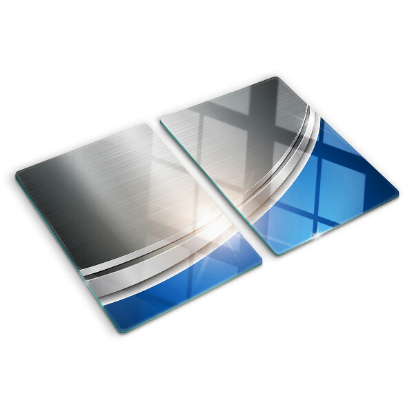 Schneidebrett Glas mit Metalleffekt und blauen Akzenten