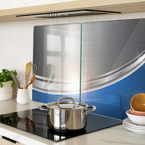 Schneidebrett Glas mit Metalleffekt und blauen Akzenten