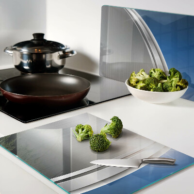 Schneidebrett glas Metalleffekt mit blauen Akzenten