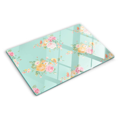 Schneidebrett glas Blumenmuster in Pastellfarben