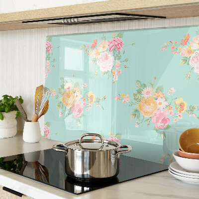 Schneidebrett glas Blumenmuster in Pastellfarben