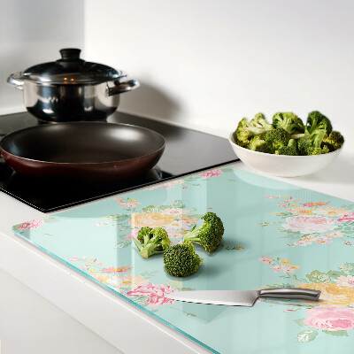 Schneidebrett glas Blumenmuster in Pastellfarben