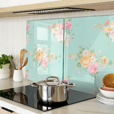 Schneidebrett glas Blumenmuster in Pastellfarben