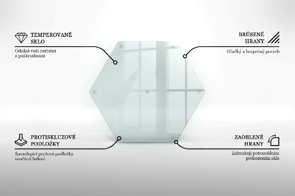 Schneidebrett aus Glas in transparenter hexagonaler Form