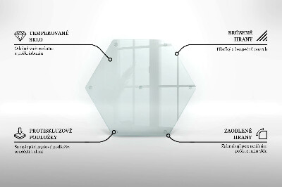 Schneidebrett aus Glas in transparenter hexagonaler Form