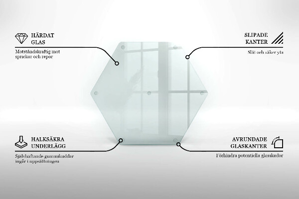 Schneidebrett aus Glas in transparenter hexagonaler Form