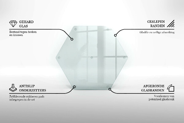 Schneidebrett aus Glas in transparenter hexagonaler Form