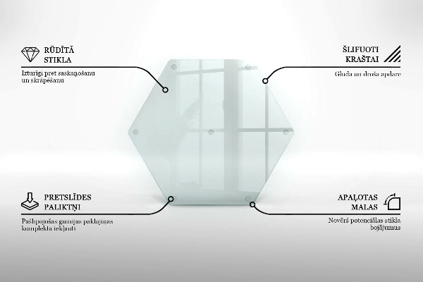 Schneidebrett aus Glas in transparenter hexagonaler Form