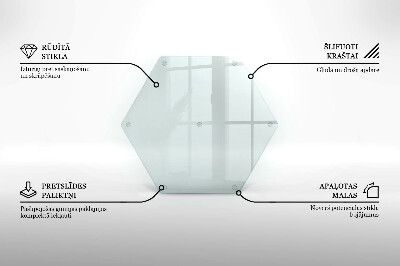 Schneidebrett aus Glas in transparenter hexagonaler Form