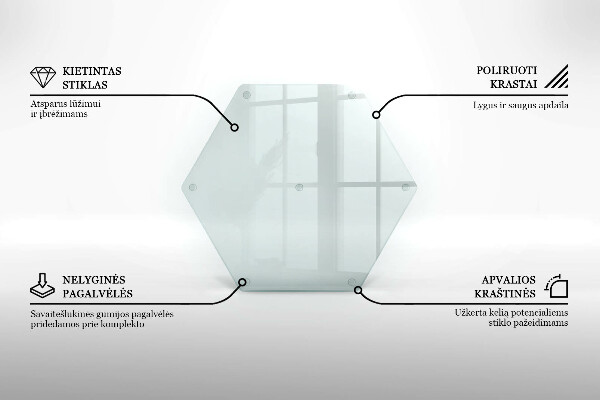 Schneidebrett aus Glas in transparenter hexagonaler Form