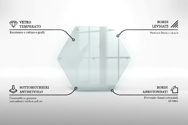 Schneidebrett aus Glas in transparenter hexagonaler Form