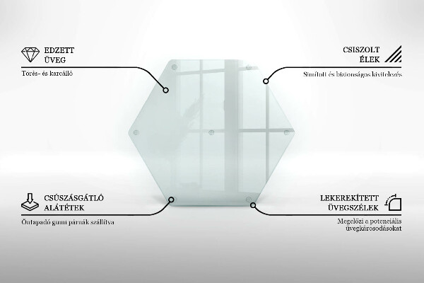 Schneidebrett aus Glas in transparenter hexagonaler Form