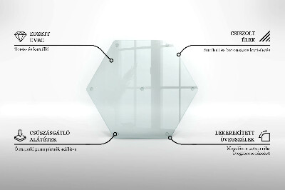 Schneidebrett aus Glas in transparenter hexagonaler Form