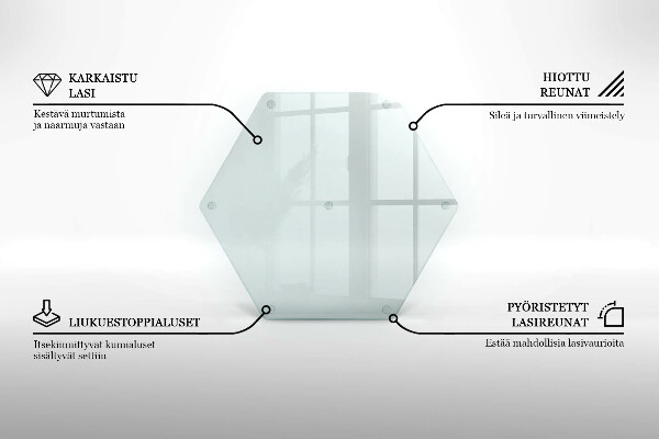 Schneidebrett aus Glas in transparenter hexagonaler Form