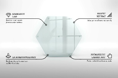 Schneidebrett aus Glas in transparenter hexagonaler Form