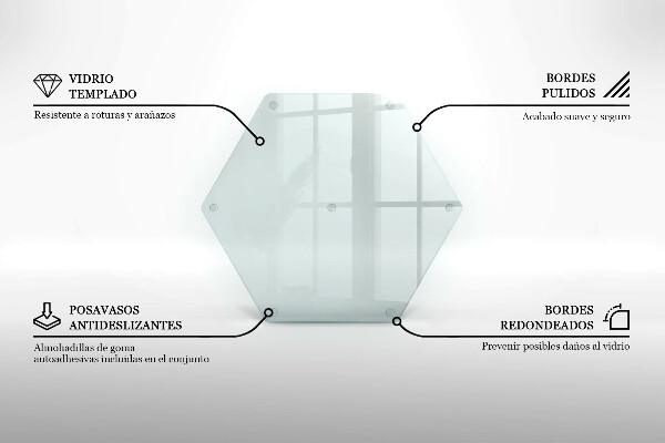 Schneidebrett aus Glas in transparenter hexagonaler Form