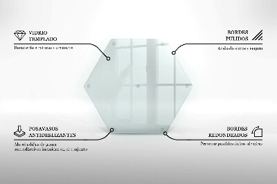 Schneidebrett aus Glas in transparenter hexagonaler Form