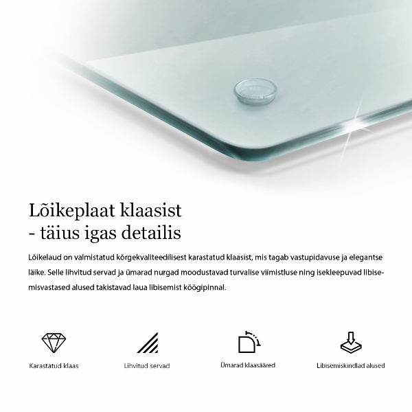 Schneidebrett aus Glas in transparenter hexagonaler Form