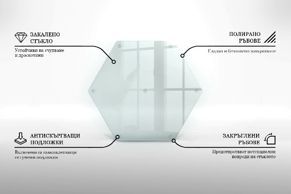 Schneidebrett aus glas transparent heksagonalna