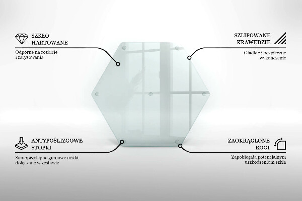 Schneidebrett aus Glas in transparenter hexagonaler Form