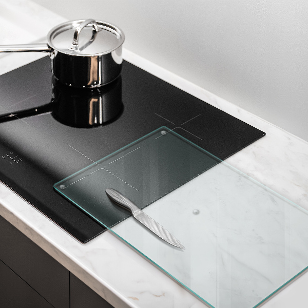 Glasschneidebrett in rechteckiger Form und transparentem Design