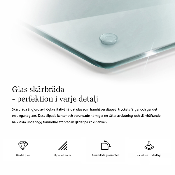 Glasschneidebrett in rechteckiger Form und transparentem Design