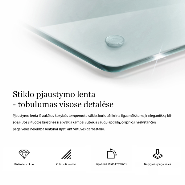 Glasschneidebrett in rechteckiger Form und transparentem Design