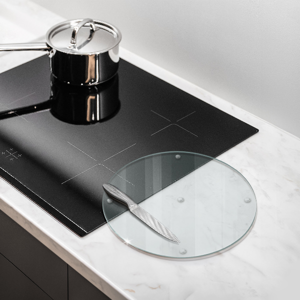 Schneidebrett Glas groß in transparenter, runder Ausführung