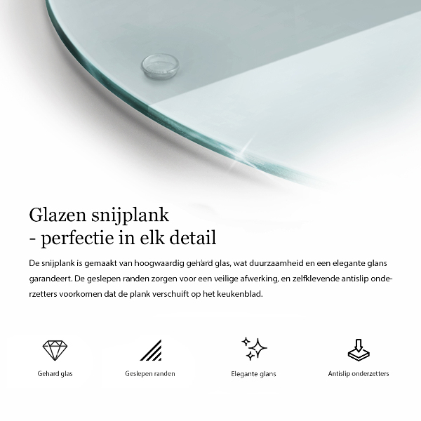 Schneidebrett Glas groß in transparenter, runder Ausführung