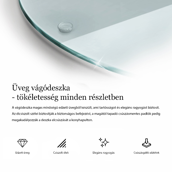 Schneidebrett Glas groß in transparenter, runder Ausführung