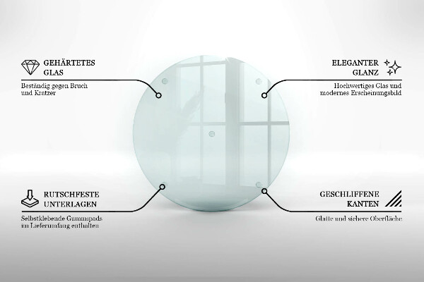 Schneidebrett glas groß transparent rund okrągła