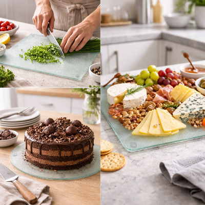 Schneidebrett Glas in rechteckiger Form aus halbtransparentem Material