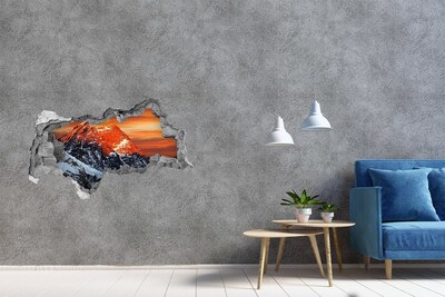 Mauerdurchbruch Aufkleber Berge im Sonnenuntergang