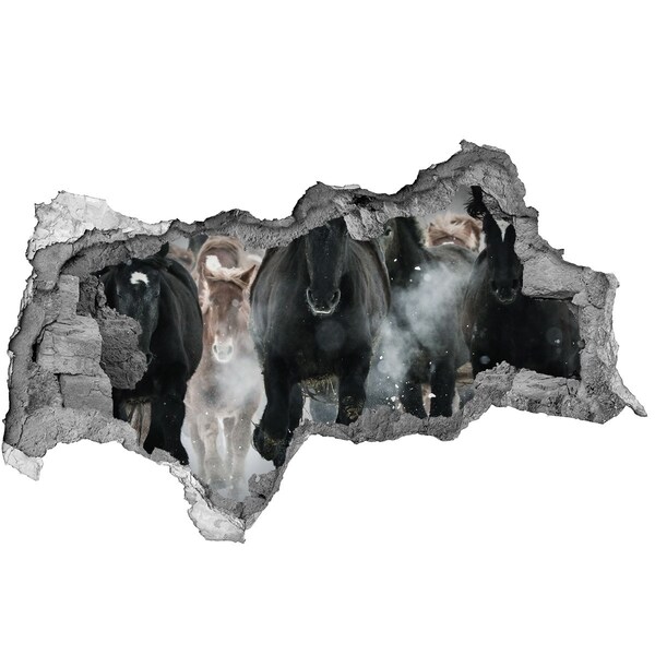 3D Wandtattoos Mauerdurchbruch Pferde galoppieren durch die Mauer