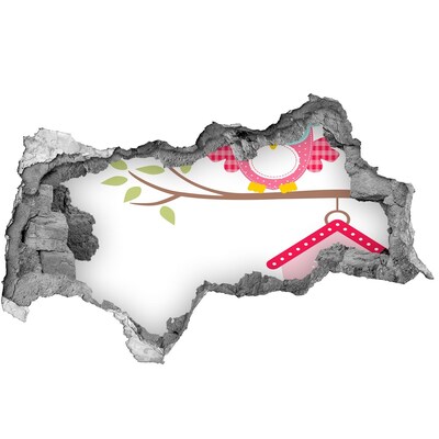 3D Wandtattoos Mauerdurchbruch Eulen auf einem Ast
